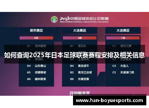 如何查询2025年日本足球联赛赛程安排及相关信息 如何查询2025年日本足球联赛赛程安排及相关信息