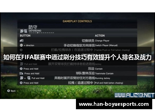 如何在FIFA联赛中通过刷分技巧有效提升个人排名及战力